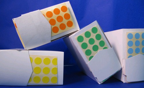 Segnafalli Colorati su Carta mm. 10, bollini carta adesivi etichette  autoadesive segnafalli colorati personalizzati diametro rotonde raso